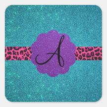 Monogramme de scintillement de turquoise autocollant