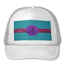 Monogramme de scintillement de turquoise casquette de camionneur