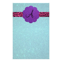 Monogramme de scintillement de turquoise papiers à lettres
