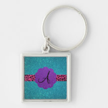Monogramme de scintillement de turquoise porte-clefs