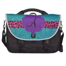 Monogramme de scintillement de turquoise sacoches pour ordinateurs portables