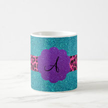 Monogramme de scintillement de turquoise tasse à café