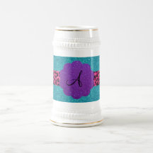 Monogramme de scintillement de turquoise tasse