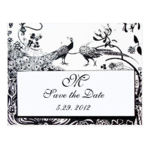 MONOGRAMME d'INSÉPARABLES de MARIAGE noir et blanc Carte Postale