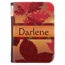 Monogramme élégant de feuille d'automne et d'étinc coque folio kindle