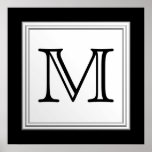 Monogramme fait sur commande imprimé. Gris noir et Affiche