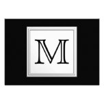 Monogramme fait sur commande imprimé. Gris noir et Cartons D'invitation Personnalisés