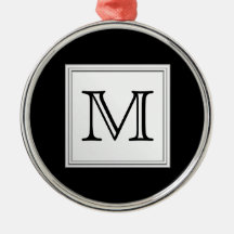 Monogramme fait sur commande imprimé. Gris noir et Décorations De Noël