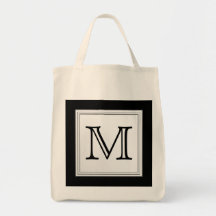 Monogramme fait sur commande imprimé. Gris noir et Sacs Fourre-tout