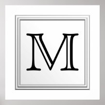 Monogramme fait sur commande imprimé. Noir et blan Posters
