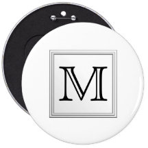Monogramme fait sur commande imprimé. Noir et blan Badge Avec Épingle