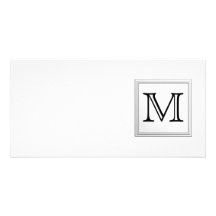 Monogramme fait sur commande imprimé. Noir et blan Cartes Avec Photo