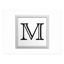 Monogramme fait sur commande imprimé. Noir et blan Cartes Postales