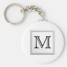 Monogramme fait sur commande imprimé. Noir et blan Porte-clé