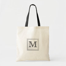 Monogramme fait sur commande imprimé. Noir et blan Sacs En Toile