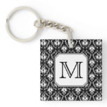 Monogramme fait sur commande. Modèle noir et blanc porte-clés