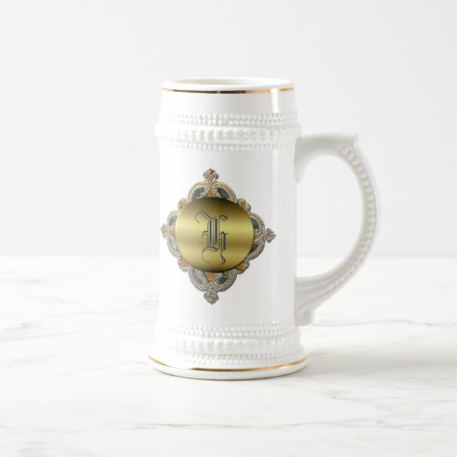 Monogramme fleuri Stein Tasse À Café