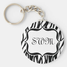Monogramme noir/blanc génial de zèbre porte-clefs