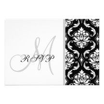 Monogramme noir de damassé épousant RSVP Bristols Personnalisés