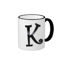 Monogramme noir de lustre - K Tasses À Café