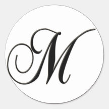 Monogramme noir et blanc élégant M Autocollants