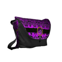 MONOGRAMME NOIR ET POURPRE de DAMASSÉ, améthyste Besaces