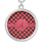 Monogramme noir et rouge de contrôleurs colliers personnalisés