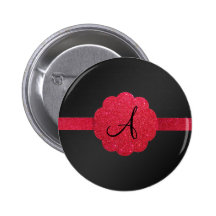 Monogramme noir et rouge de scintillement pin's avec agrafe