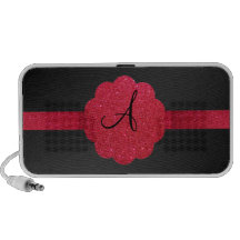 Monogramme noir et rouge de scintillement haut-parleur de voyage