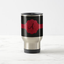Monogramme noir et rouge de scintillement mugs