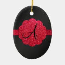 Monogramme noir et rouge de scintillement décorations pour sapins de noël