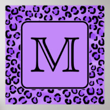 Monogramme pourpre de coutume d'empreinte de léopa poster