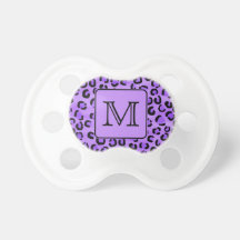 Monogramme pourpre de coutume d'empreinte de léopa tétines