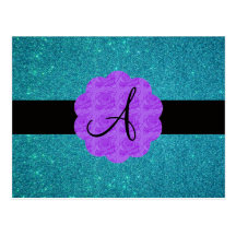 Monogramme pourpre de roses de scintillement de tu carte postale