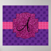 Monogramme pourpre de roses posters