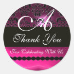 MONOGRAMME POURPRE FUCHSIA ROSE de DAMASSÉ, violet Adhésifs