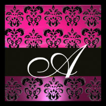 MONOGRAMME ROSE, NOIR, POURPRE de DAMASSÉ, blanc,  invitations