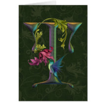 Monogramme T de colibri Carte