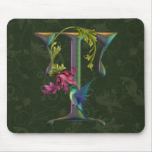 Monogramme T de colibri Tapis De Souris