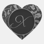 Monogramme X joints argentés et noirs de mariage d Autocollants