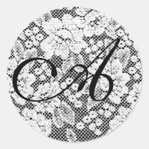 Monogrammed Black and White Sticker Letter A