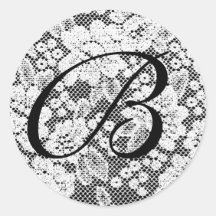 Monogrammed Black and White Sticker Letter B