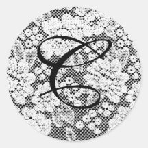 Monogrammed Black and White Sticker Letter C
