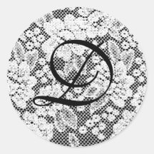 Monogrammed Black and White Sticker Letter D
