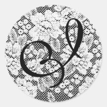 Monogrammed Black and White Sticker Letter I