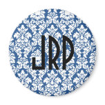 Monogrammed Blue Damask magnets
