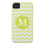 Monogrammed Chevron Pattern Green & Grey Modern Case-Mate iPhone 4 Cases