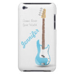 Monogrammed Chic Electric Guitar Sky Blue Stripes iPod Case-Mate Cases