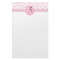 Monogrammed Delicate Trendy Pink Chevron Personalized Stationery