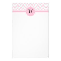 Monogrammed Delicate Trendy Pink Chevron Personalized Stationery